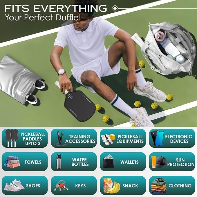 Pickleball Bag – Neoprene Duffel with Detachable Paddle Case, Shoe bag & Large Capacity for Men & Women