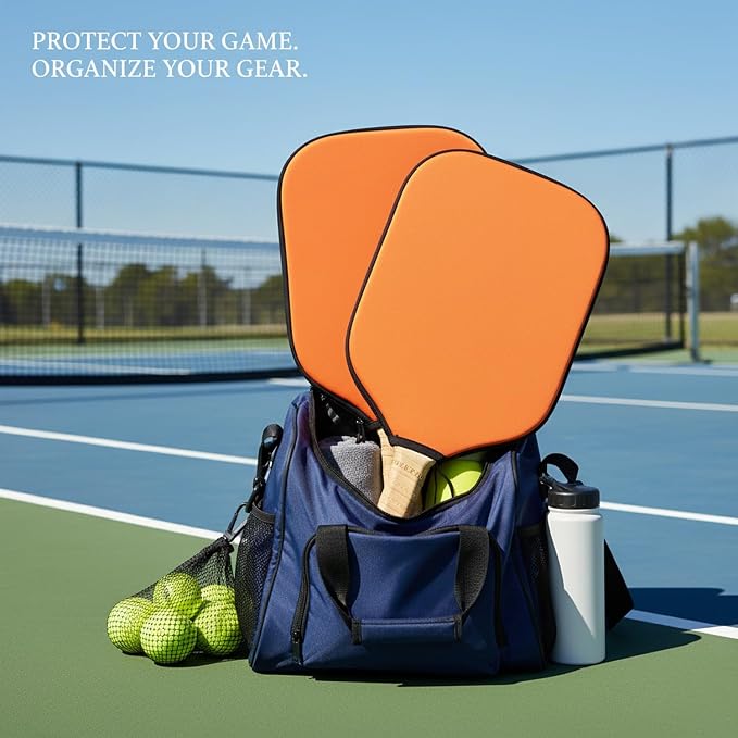 2-Pack Neoprene Racket Covers for Table Tennis & Badminton, Protective Storage Sleeves with Hanging Loop, Scratch-Resistant Paddle Cases