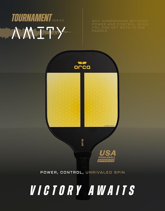 Orca Pickleball Paddles, Tournament Series Carbon Fiber Pickleball Paddles Designed for Maximum Power and Control, USA Pickleball Approved