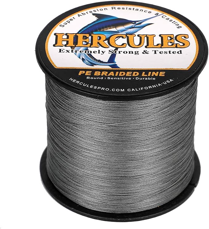 HERCULES Cost-Effective Super Strong 4 Strands Braided Fishing Line 6LB to 100LB Test for Salt-Water, 109/328 / 547/1094 Yards (100M / 300M / 500M / 1000M), Diam# 0.08MM - 0.55MM, Hi-Grade