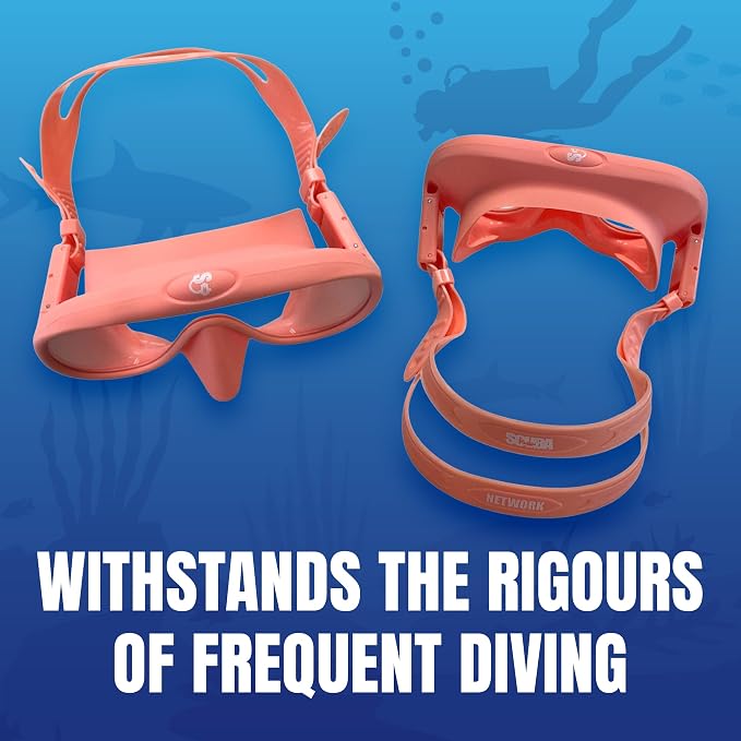 Spartacus Frameless Dive Mask, Ultra-Clear Low-Iron Glass, Wide View, Low Volume, 100% Silicone Skirt
