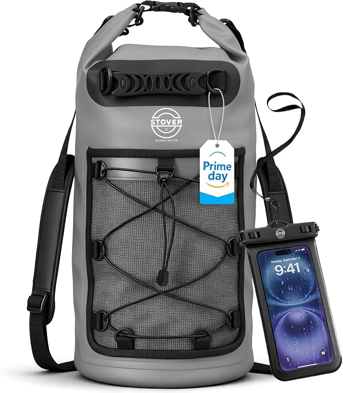 STOVER 5/10/25/30/40/55L Waterproof Dry Bag- Roll-Top Backpack w/Phone Case- Kayaking, Hiking, Camping, Boating- Men/Women