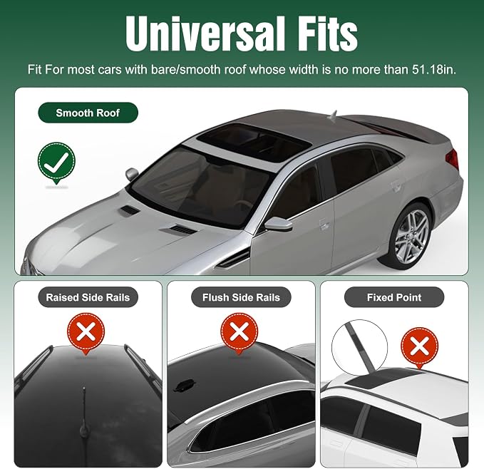 Universal Roof Rack Cross Bars,48"Aluminum Car Roof Crossbars for Vehicles Without Side Rails, 165lbs Capacity Luggage Rack Fit for Bike, Kayak, Canoe, Snowboard–Adjustable, Easy Installation (1 Pair)