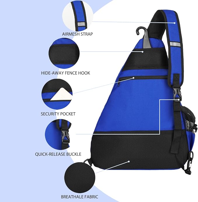 Goloni Pickleball Sling Bag for Men Women, Lightweight Pickleball Backpack with Fence Hook
