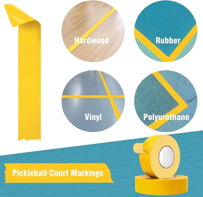 Pickleball Tape for Outdoor Court, 2in x 300FT Temporary Pickleball Court Lines, Court Marking Kit for Pickleball, Basketball, Badminton