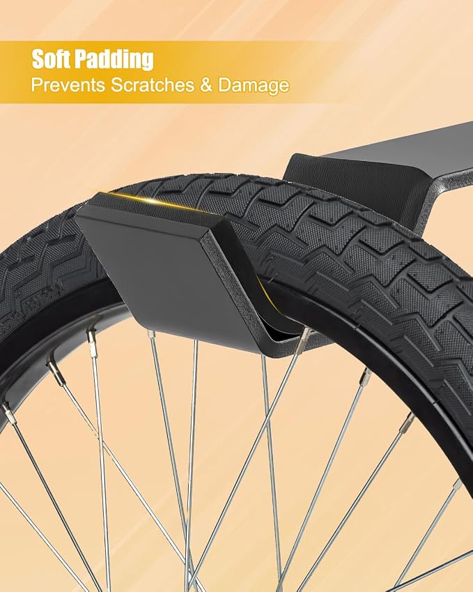 Bike Wheel Rack Wall Mount 2 Pack, Heavy Duty Carbon Steel Vertical Bicycle Wheel Storage Hanger Holder for Garage, Indoor Spare Tire Wheelset with Soft Padding