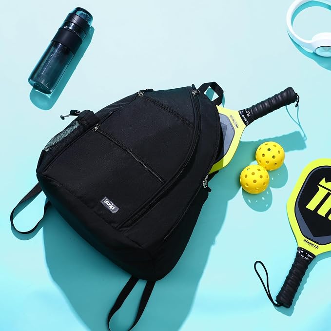 Sucipi Pickleball Bag - Men's & Women's Pickleball Backpack, Adjustable Sling Bag w/Fence Hook/Large Capacity/Safety Pocket