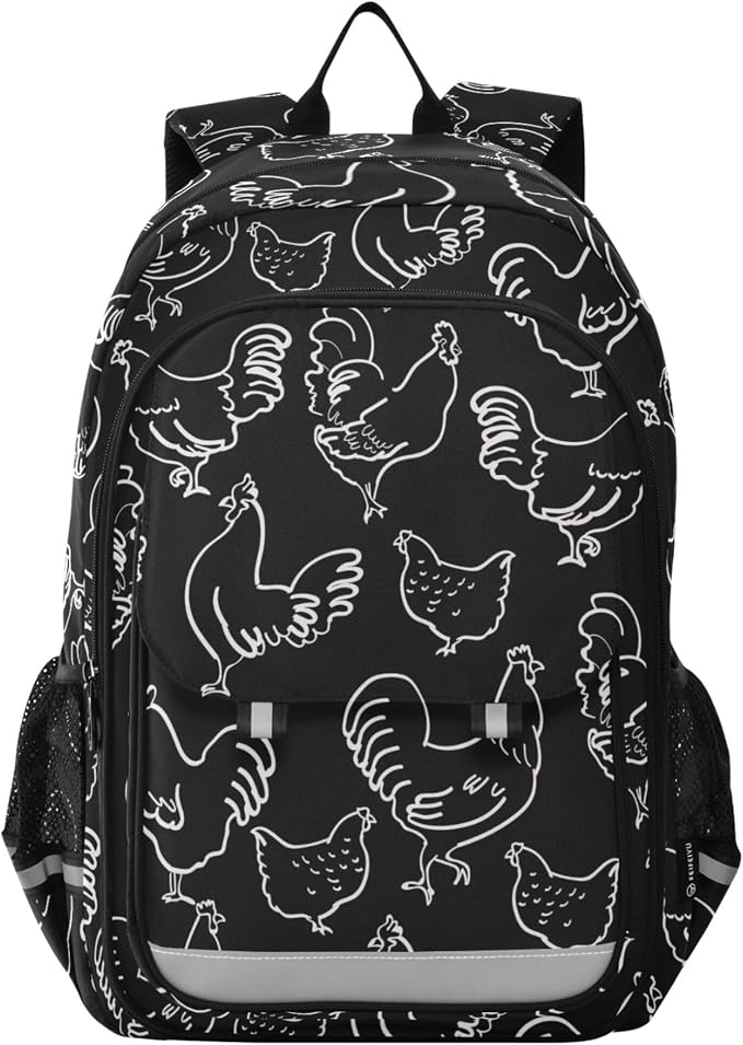 Fisyme Chicken Rooster School Backpack Laptop Backpack Bags Bookbag Travel Casual Computer Notebooks Daypack