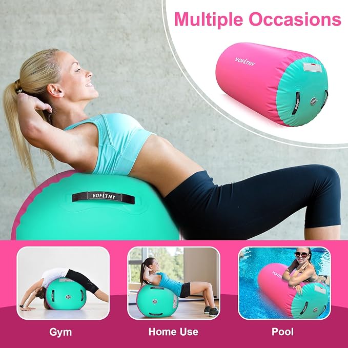 VOFiTNY Gymnastics Tumbling Equipment Air Barrel Inflatable Octagon Tumbler Roller Back-bend Trainer Cheerleading Without Pump