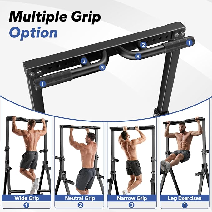 Foldable Pull Up Bar Free Standing, Strength Training Pull-up Bars Adjustable Pull Up Station, Power Tower Pull Up Bar MultiFunction Pull Up Dip Station Workout Equipment For Home Gym Support 480 LBS