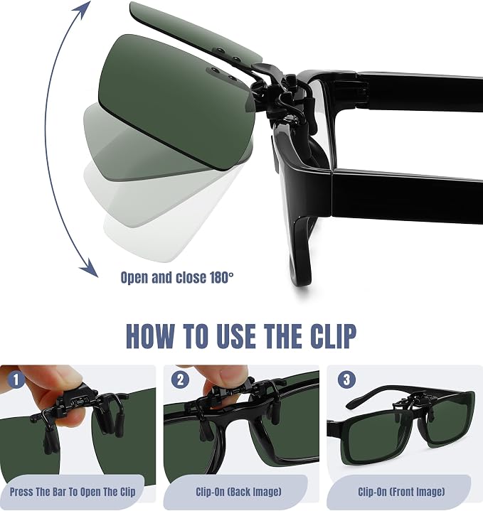 STORYCOAST Clip On Sunglasses for Men Women Polarized Fit Over Prescription Glasses Sports Fishing Driving