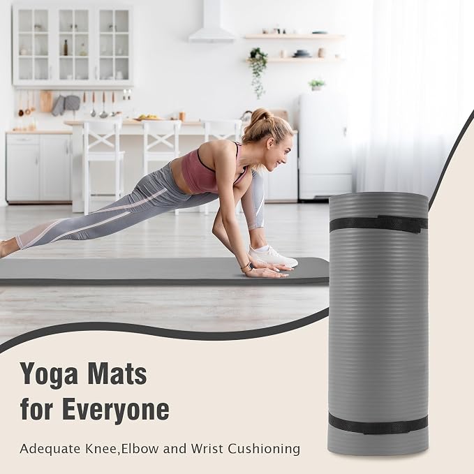 BalanceFrom Yoga Mat, 1-Inch Extra Thick High Density Exercise Mat, Anti-Tear Exercise Yoga Mat with Carrying Strap, Suitable for Various Yoga Exercises, Multiple Colors