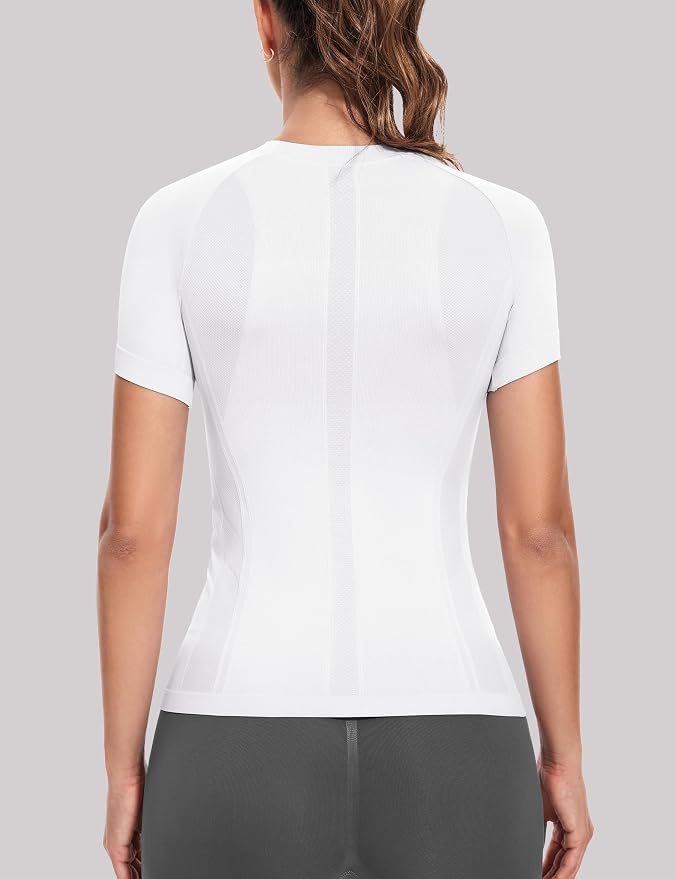 MathCat Short Sleeve Workout Tops for Women,Workout Shirts for Women,Seamless Yoga Athletic Shirts Gym Running Shirts