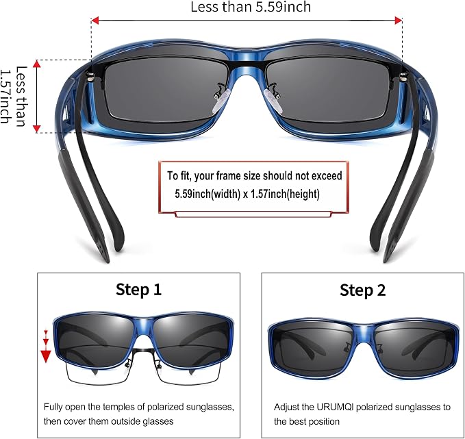 URUMQI Polarized Sunglasses Fit Over Glasses for Men Women, Wraparound Sun Glasses UV400 Protection for Driving Fishing