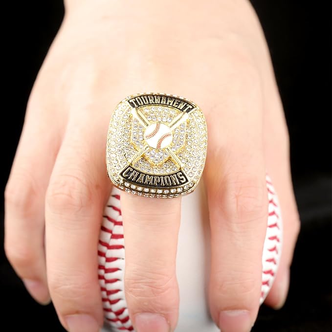12 pcs Pack Baseball Home Plate Championship Trophy Ring Award Gift for Tournament Teams palyers Awards Size 9.5 Gold, Silver, Bronze Color