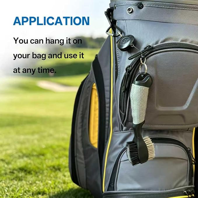 Hiker Bundle 2 Golf Club Cleaning Brush and Magnetic Towel Set - Ultra-Absorbent Microfiber Waffle Towel with Carabiner, Groove Cleaner Tool Retractable Zipline for Golf Bag Accessories (2 Items