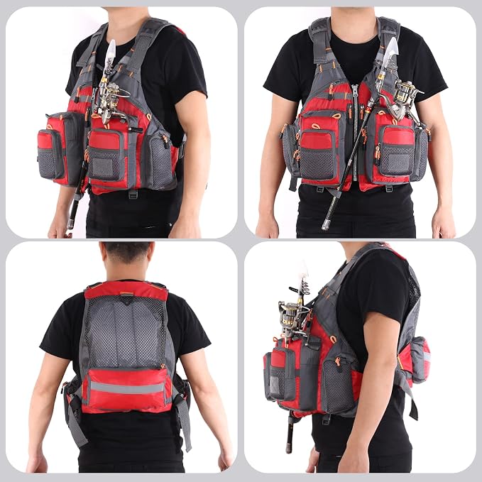 Lixada Fly Fishing Vest Fishing Jacket Breathable Polyester Mesh Design Fishing Vest
