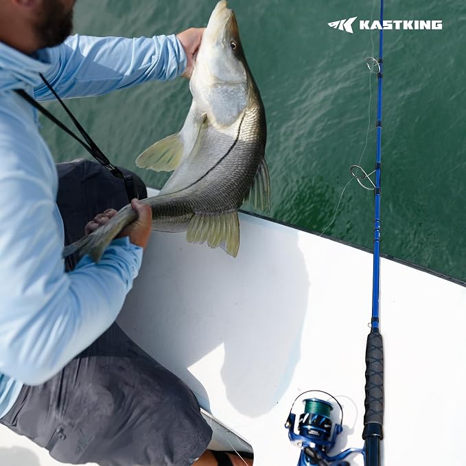 KastKing Kapstan Saltwater Spinning Rod | Boat & Surf Fishing Rod, Lightweight S-Curve Graphite, Stainless Double-Foot Guides,Aluminum Reel Seat, 2-Piece PTS