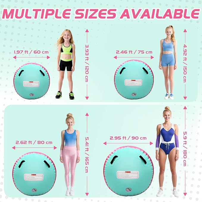 Inflatable Gymnastics Air Roller Barrel, Tumble Rolling Air Roller Gymnastics Barrel with Electric Pump for Kids Adults Home Outdoor Gymnastic Training Cheerleading Yoga