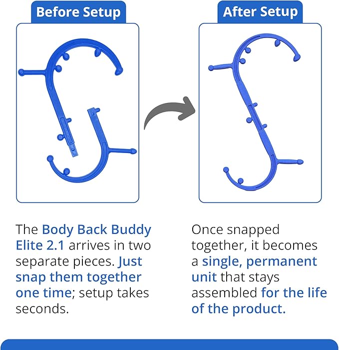 Body Back Buddy Elite Blue FSA Eligible Neck Massager for Pain Relief Deep Tissue, Back Therapy Tool Therapeutic Trigger Point Hook for Muscle Knot & Myofascial Release, Shoulder Pressure Point Relief