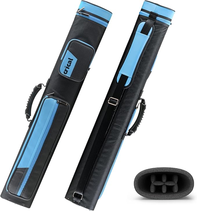 CRICAL Pool Cue Case 2x4 Hard Pool Stick Case Holds 2 Butts and 4 Shafts for Adults Billiard Cue Case with Soft Shoulder Straps