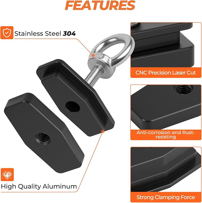 Aluminum ATV UTV Tie Down Anchor Kit Compatible with L-inQ System, Fits Maverick X3, Maverick R, Commander & Defender, Heavy-Duty for Defender Bed Anchor CNC Machined Tool-Free Quick Mount 4pcs