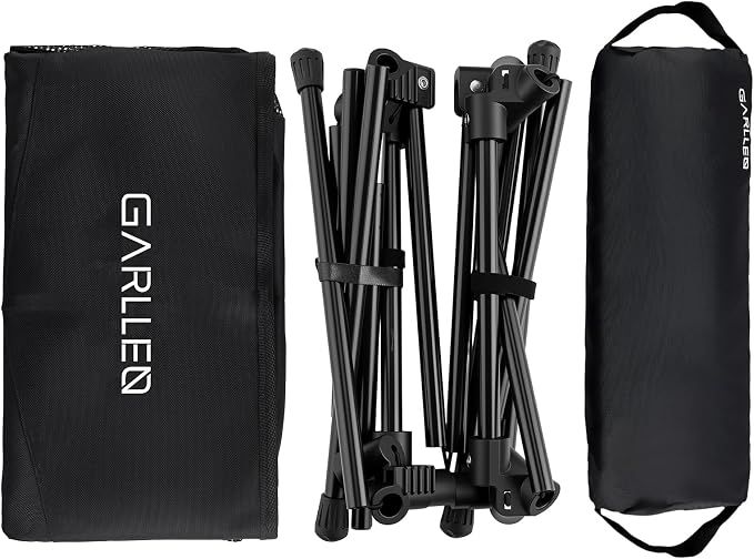 GARLLEN Portable Camping Chair 220LBS Capacity, Folding Backpacking Chair with Both Side Pockets, Folding Travel Chair with Carrying Bag & Anti-Slip Feet for Camping, Hiking, Picnic, Beach