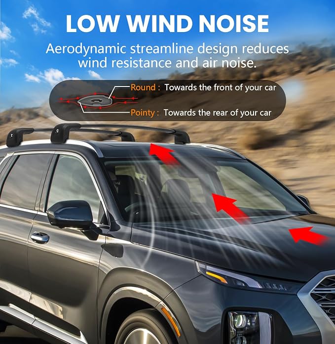 300lbs Roof Rack Cross Bars Compatible with Hyundai Palisade 2019-2025 SE SEL XRT Limited Calligraphy with Lock, Aluminum Cross Bar for Rooftop Cargo Luggage Kayak Canoe Bike Snowboard