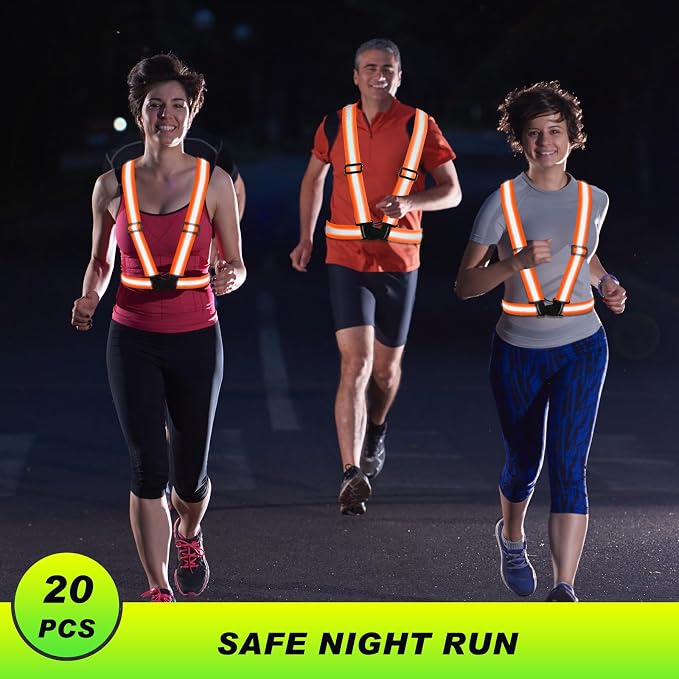 Hercicy 30 Pcs Reflective Vest High Visibility Safety Vests, Adjustable Running Gear Straps Lightweight Reflector for Construction (Orange)