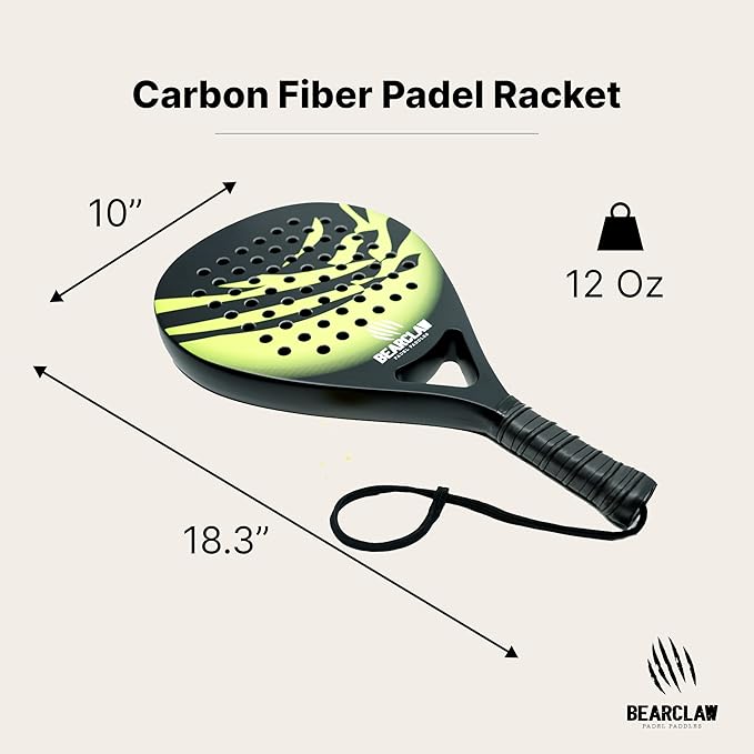 Padel Racket Carbon Fiber Surface with EVA Memory, Flex Foam Core - Lightweight Padel Racquet