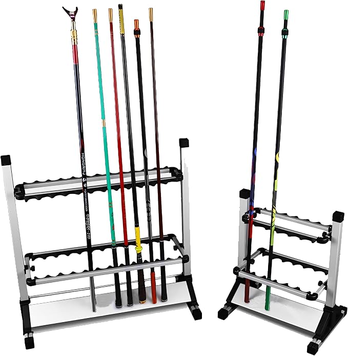 Fishing Rod Rack - Aluminum Alloy Rod Holder, Holds Up to 24 Rods, Fishing Pole Storage Organizer for Garage or Home