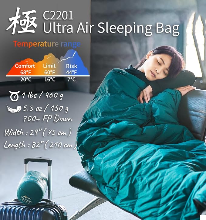 Litume Ultra Compact Down Sleeping Bag - 3 Season, Lightweight, 700 Fill Power, Packable for Adults, Double, Backpacking, Camping, Hiking, Family - With Stuff Sack