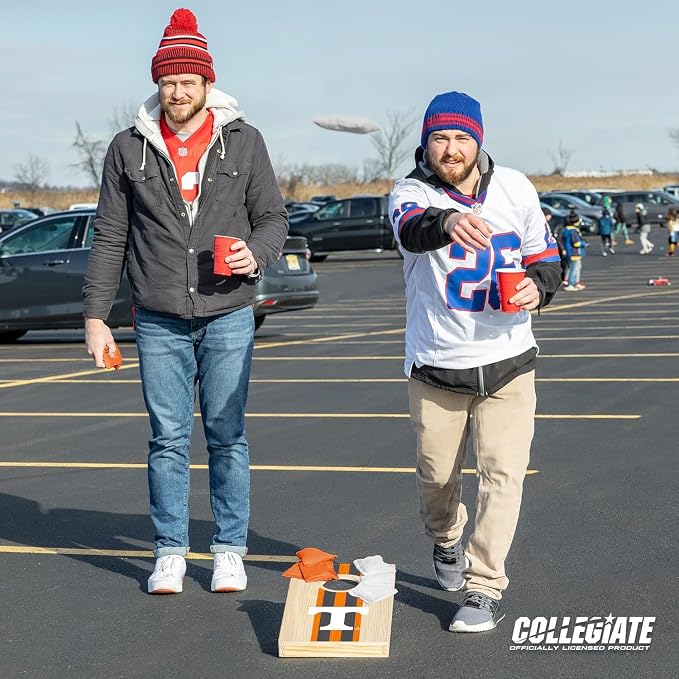 Wild Sports College Portable Size 1' x 2' Solid Wood Cornhole Set with Direct Print HD Team Graphics – Travel Size