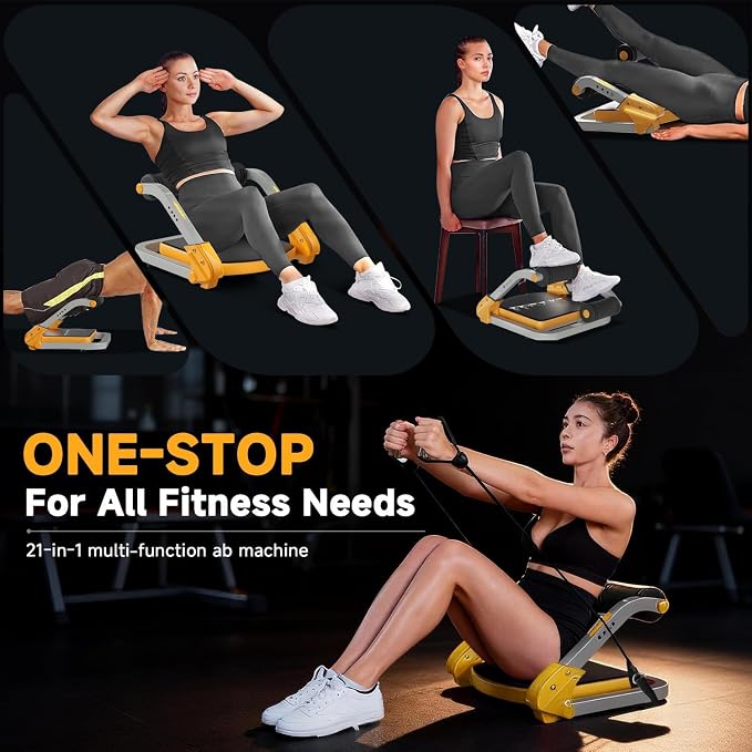 Ab Trainer/Crunch Machine, Ab Workout Equipment, 4 Adjustable Resistance, Ab Machine for Stomach Workout, 350 LBS Weight Capacity, Automatic Rebound, Ab Core Machine,Fitness Equipment for Home