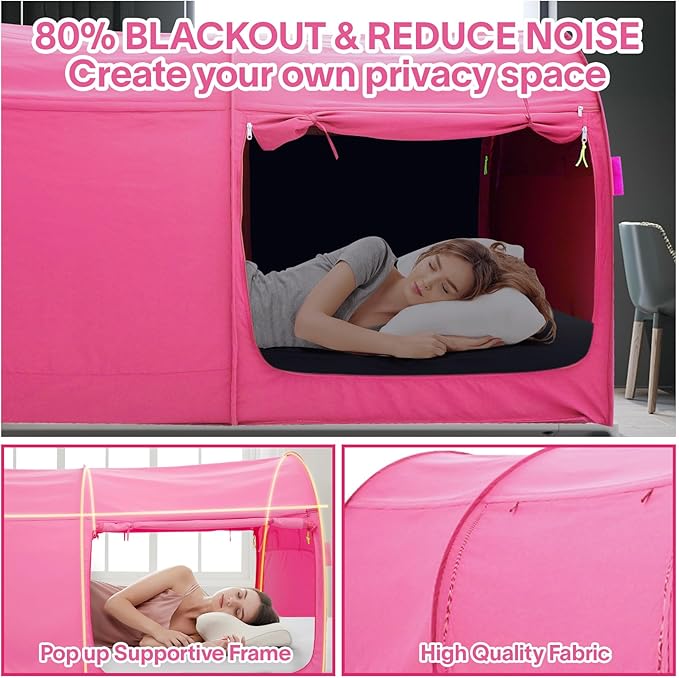 Alvantor® Bed Canopy Bed Tents Dream Tents Privacy Space Full Size Sleeping Tents Indoor Pop Up Portable Frame Curtains Breathable Grey Cottage (Mattress Not Included) Reducing Light