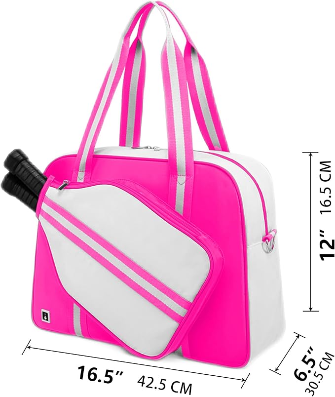 ROYALFAIR Pickleball Tote Bag for Women Men Large Capacity with Paddle Cover Pocket and Adjustable Shoulder strap