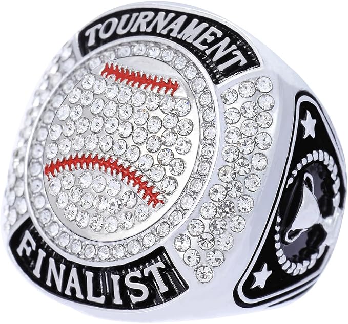 12 Pcs Baseball Ring Softball Baseball Finalist Ring Sport Ball Trophy Award Gift for Tournament or League Finalist Winner
