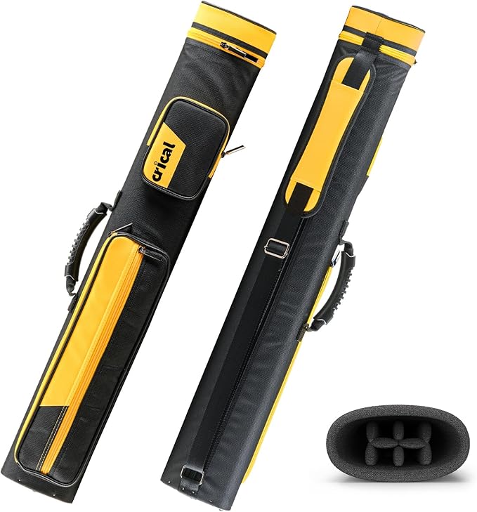 CRICAL Pool Cue Case 2x4 Hard Pool Stick Case Holds 2 Butts and 4 Shafts for Adults Billiard Cue Case with Soft Shoulder Straps
