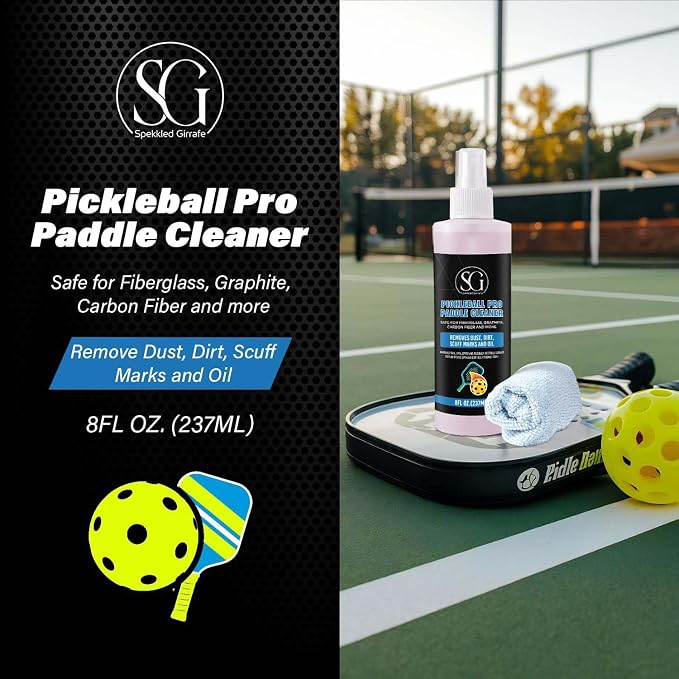 Pickleball Paddle Cleaner Spray - Removes Dirt, Ball Residue, Scuff Marks- EPA Safer Ingredients, Pickleball Accessories, Pickleball Gifts, Presidents Day Deals - 8 FL Oz