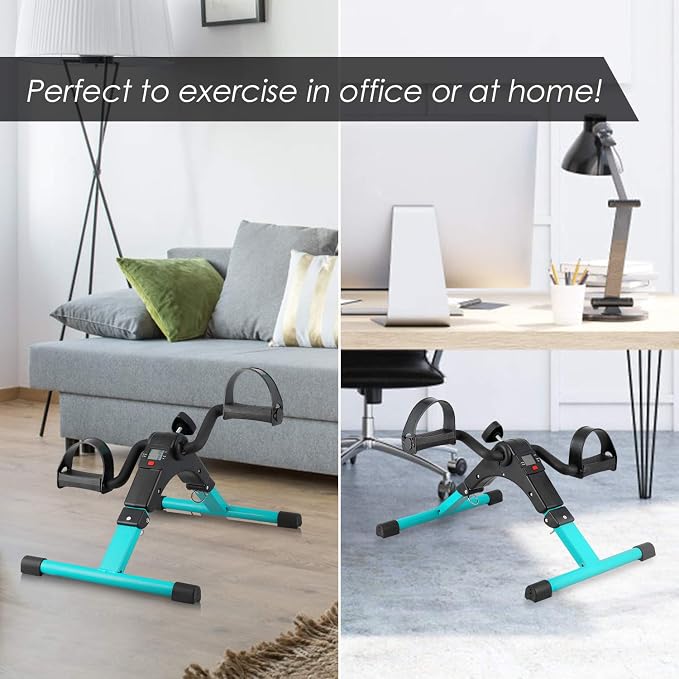 Folding Pedal Exerciser, Mini Under Desk Bike - Portable Foot Hand Cycle Peddler Machine Bicycle Exerciser for Arm Leg While Sitting