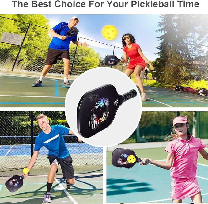 niupipo Pickleball Paddles Set of 2/4/1, USAPA Approved Carbon Fiber & Fiberglass Hybrid, Easy Power, Polypropylene Honeycomb Core, Cushioned 4.72" Grip, Bag/Cover, Pickleball Paddle Set for Men Women