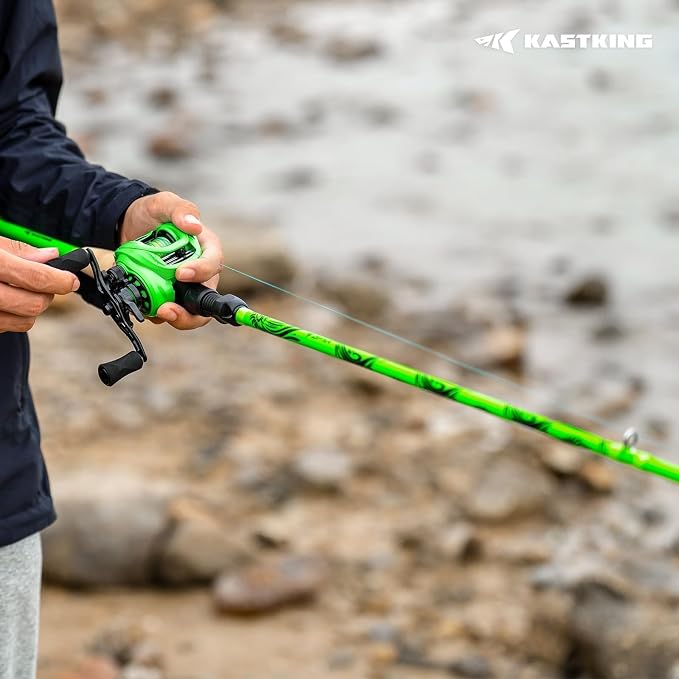 KastKing Zephyr Dual Tip Spinning & Casting Fishing Rods, Green | Lightweight IM6 Graphite Rod, Dual Tips Section for Different Powers, Built-in Hook Keeper, PTS Power Transition System