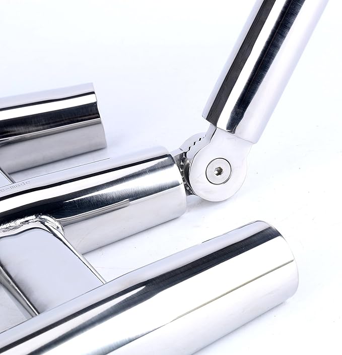 Amarine-made 3 Tube Silver Highly Polished Stainless Steel Trident Outrigger Stylish Rod Holder - Triple Rod Holder , Kite Fishing Mount 3-Rod Holder (Size B)