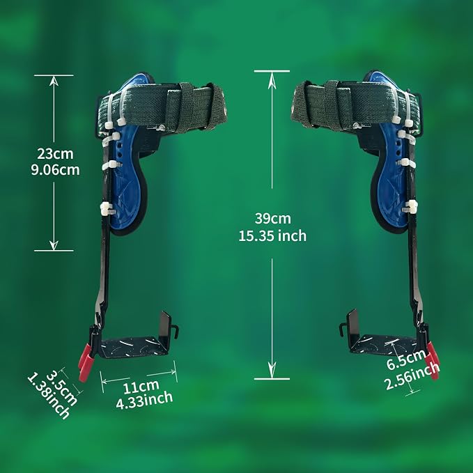 Tree Climbing Spikes Set–Stainless Steel Spurs with Safety Harness Belt, Non-Slip Foot Pedals for Fruit Picking