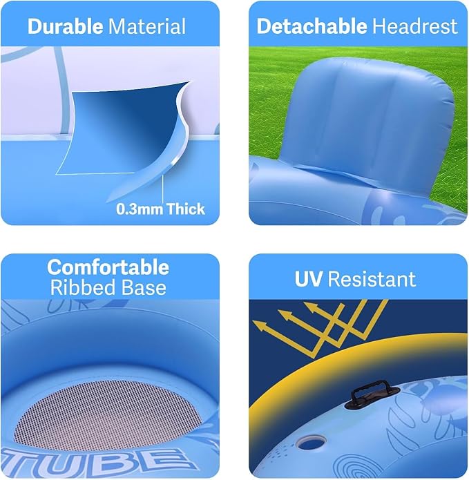 Inflatable Tanning Pool Lounger Float for 2 Person