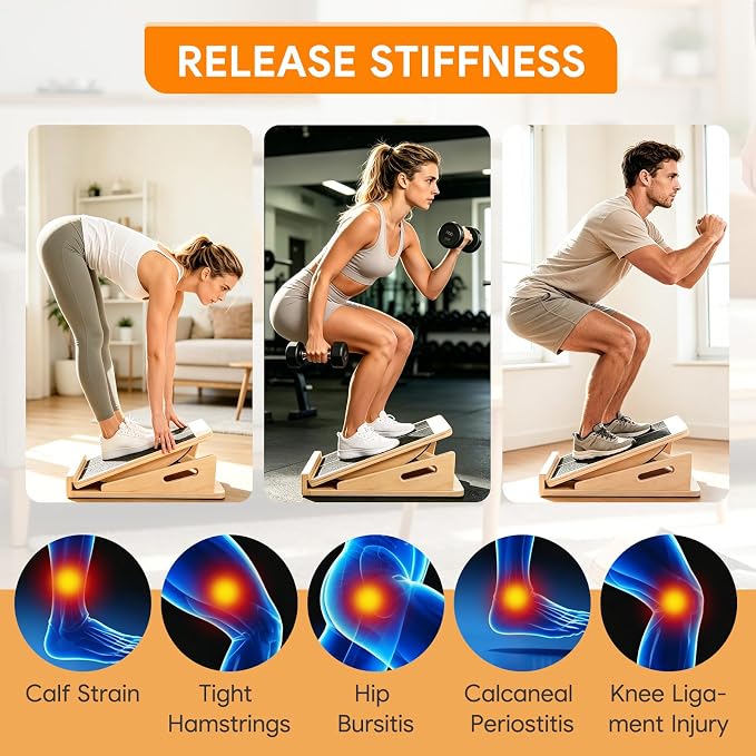 2-in-1 Slant Board & Balance Board with Adjustable Incline | Premium multi-layer wood, non-slip surface, 15°-30° , 300 lbs capacity.Suitable for training, home gym, and office use.