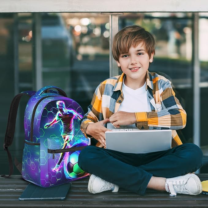 Kids Soccer Backpack For Boys Sports Soccer School Backpack For Boys Children Elementary Middle School Backpacks Football Bookbag Travel Back Pack For Age 6-18