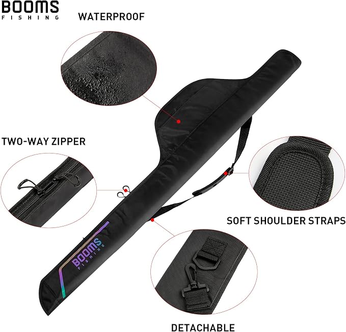 Booms Fishing PB4 Fishing Rod and Reel Case 4.4ft~5ft and RS3 Fishing Rod Wrap Pole Straps 9.6" 6pcs
