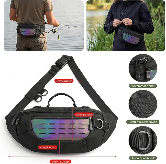 Fishing Tackle Bag & Tools Kit Fishing Accessories,Waterproof Fishing Waist Pack with Fishing Pliers,Fish Hook Remover,Lures,Gear Storage for Men Women Fishing Gifts