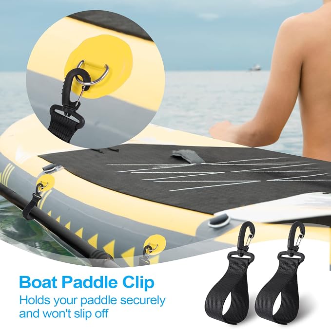 Jevrench Upgraded Kayak Paddle Holder, Board Accessories, Inflatable Boat Storage, Set of 6 Clip Holders